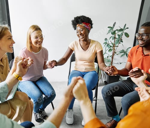 Preview: psychotherapy meeting woman support group man therapy psychology hand
