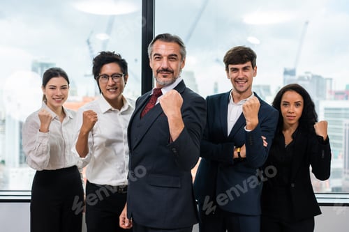 Preview: Portrait group of businessman and woman people stand with confidence.