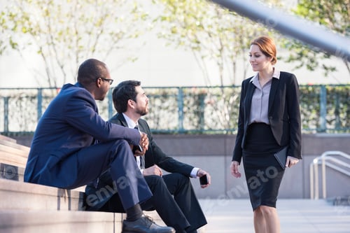 Preview: Businesspeople meeting on stairs