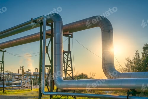 Preview: Geothermal Power Plant Pipelines at Sunset in Larderello