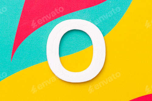 Preview: Letter O of the alphabet on colored background, top view