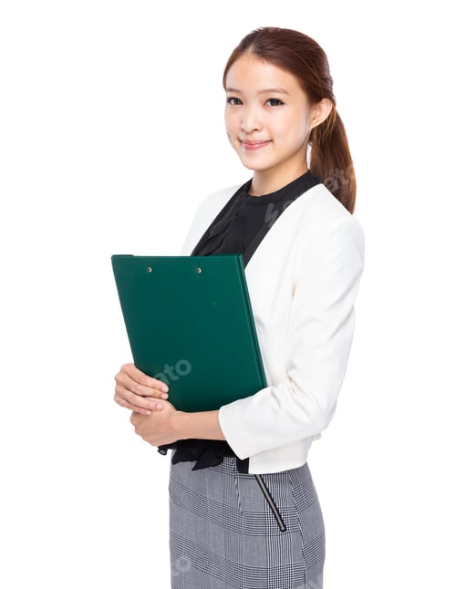 Preview: Businesswoman hold clipboard