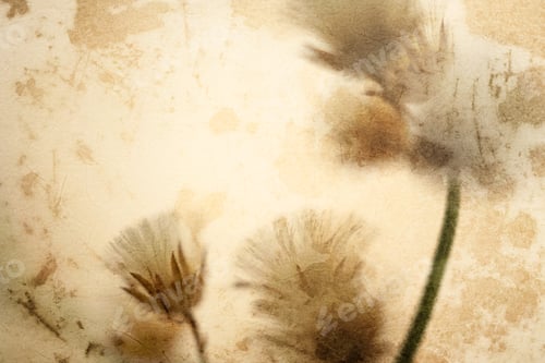 Preview: Colorful Flowers In Vintage Color Style On Mulberry Paper Texture For Background