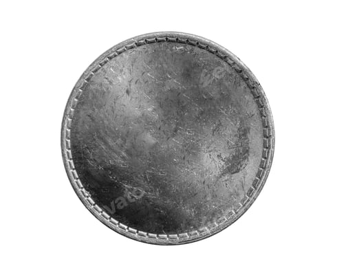 Preview: old empty silver coin on white isolated background