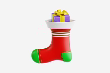 Preview: Christmas Stocking with Gift Box 3D Icon