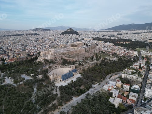 Preview: Aerial view of the Acropolis of Athens in the daytime. Greece.