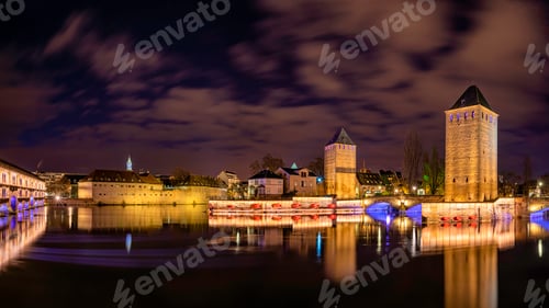 Preview: Tourist area "Petite France" in Strasbourg, France and covered bridges