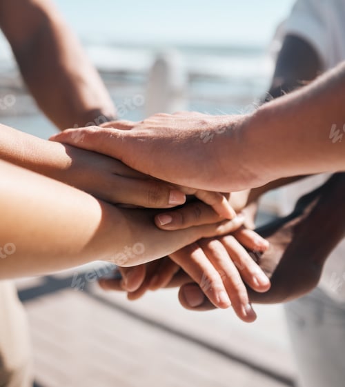 Preview: People, hands and diversity in solidarity for partnership, trust or support together in the outdoor