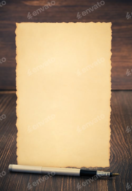 Preview: paper vintage parchment on wood