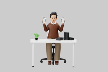 Preview: A man with two smartphones.