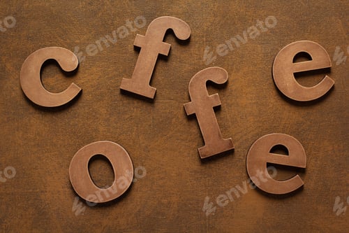 Preview: Coffee letters at abstract background texture