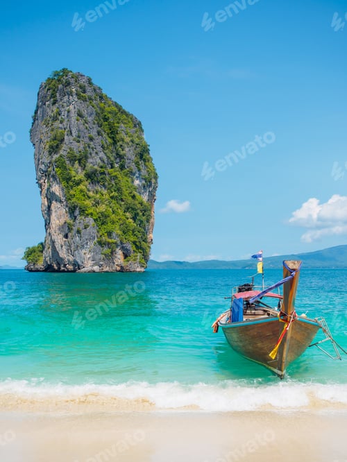 Preview: Clear water and blue sky. Beach in Krabi province