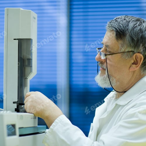 Preview: senior male researcher carrying out scientific research in a lab