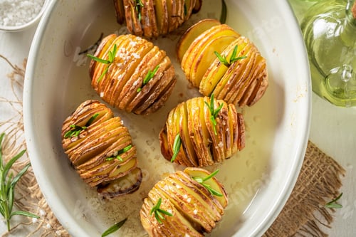 Preview: Warm Hasselback with fresh herbs and salt