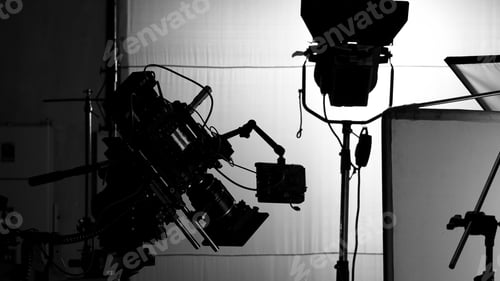 Preview: Video camera in film or movie production on tripod