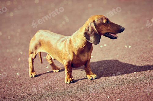 Preview: Dachshund dog in outdoor.