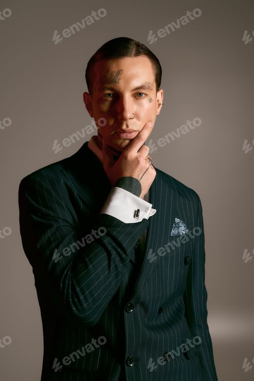 Preview: Stylish young man showcasing his fashion sense with confidence and charisma in a modern setting