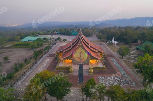 Preview: Temple in Thailand. Thai architecture building. Famous tourist attraction landmark.