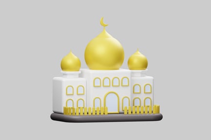 Visualização: Mesquita islâmica de estilo cartoon