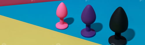 Preview: Different colored buttplug sex toys with contrast shadows. Anal toys for adult. Sex shop concept