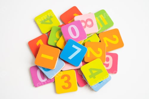 Preview: Math number colorful on white background, education study mathematics learning teach.