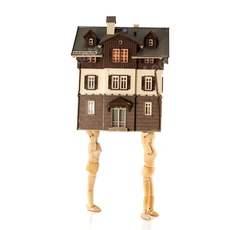 Preview: Whimsical House Supported by Figures with Jointed Limbs