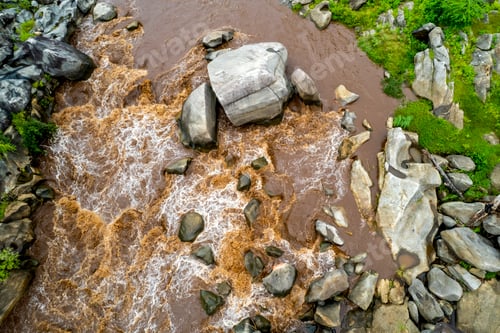 Preview: Aerial view of forest River, India.