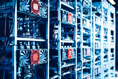Preview: Bitcoin and crypto mining farm. Big data center.
