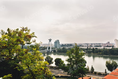 Preview: panoramic view of the city and danube, from Bratislava castle