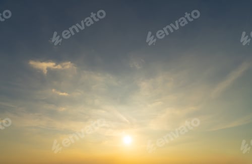 Preview: Sunset sky. Abstract nature background. Dramatic blue and orange, colorful clouds at twilight time.