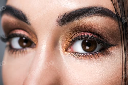 Preview: close up of beautiful female eyes with makeup