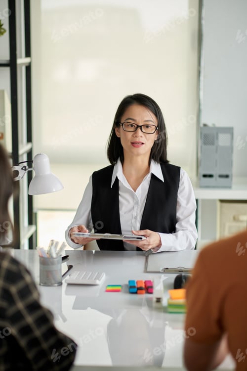 Preview: Social Worker Giving Documents