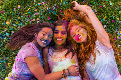 Preview: Friends playing with holi powder