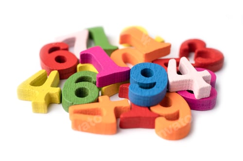 Preview: Math number colorful on white background, education study mathematics learning teach concept.
