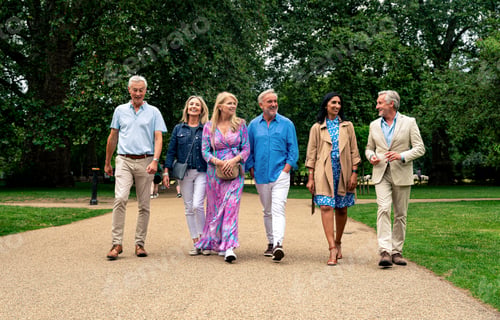 Preview: Senior group old buddies reunion in London