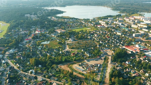 Preview: Braslav, Braslaw District, Vitebsk Voblast, Belarus. Aerial View Of Town. Famous Lakes