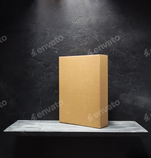 Preview: cardboard box on black background