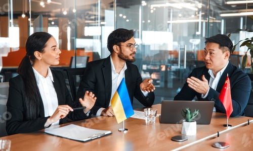Preview: Diplomatic negotiations between countries in the office