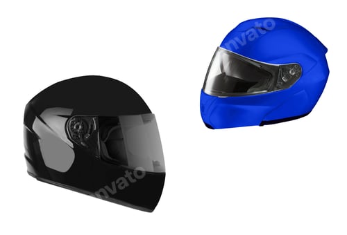 Preview: Blue and black helmets Isolated on white background