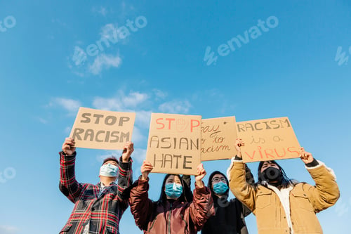 Preview: Demonstrators protesting on the street against racism