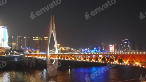 Preview: Nighttime view of Qianmen Bridge in Beijing, China.