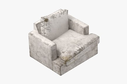 Preview: Worn Rectangular Chair with Low Backrest and Armrests