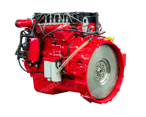 Preview: New Powerful Diesel Car Red Engine Isolated on White Background