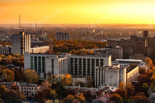 Preview: Aerial view of a city with high-rise buildings