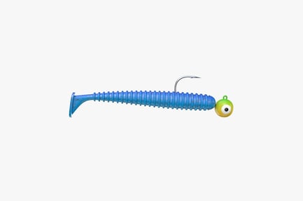 Preview: Blue Jelly Worm Fishing Lure with Jighead