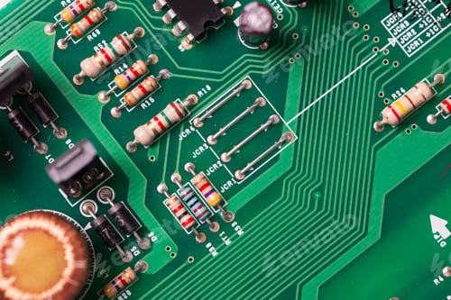 Preview: Close-Up of Electronic Circuit Board Components