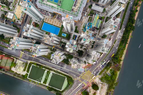 Preview: Sha Tin, Hong Kong 07 May 2019: Top view of Hong Kong building