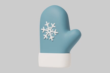 Preview: Blue mitten with white cuff and snowflake