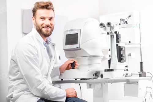 Preview: Eye doctor with ophthalmologic device