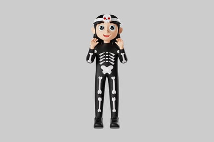 Preview: Cartoon girl skeleton costume character